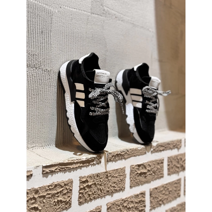 Adidas Jogger Siyah Beyaz Bağcık Desenli