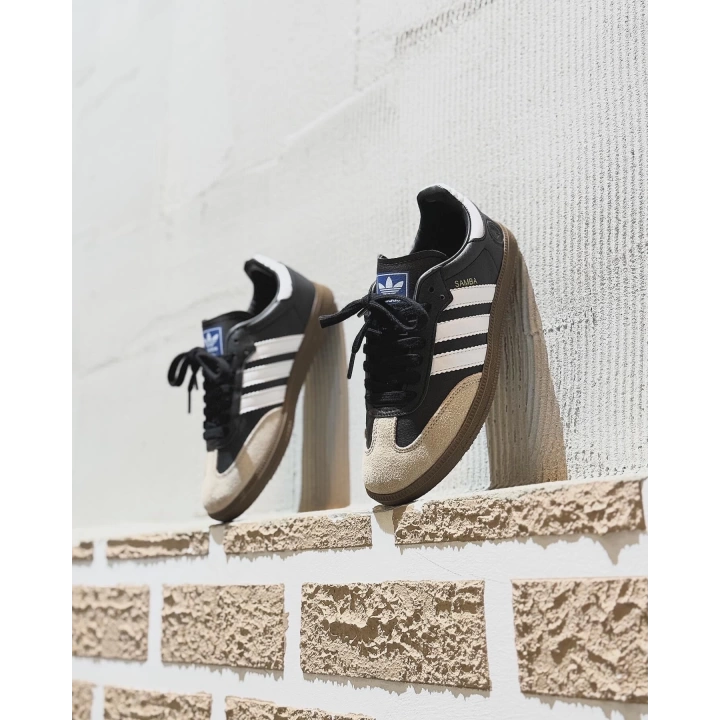 Adidas Samba Siyah Beyaz Süet Gri Deri Detaylı