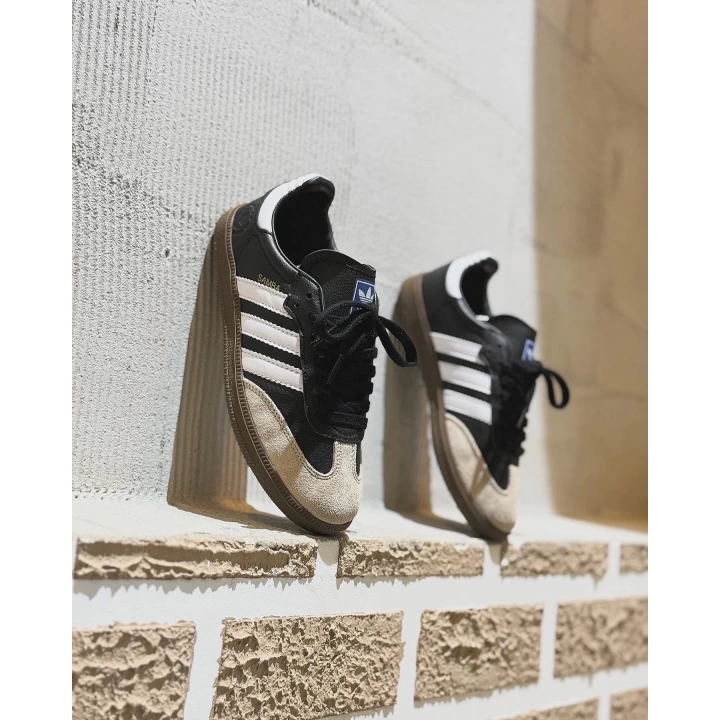 Adidas Samba Siyah Beyaz Süet Gri Deri Detaylı