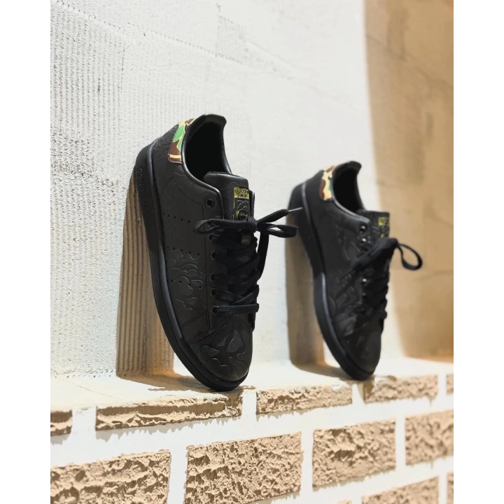 Adidas Stan Smith Full Siyah Desen Detaylı