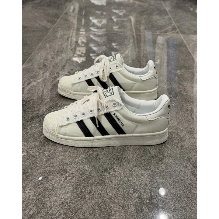 Adidas Süperstar Beyaz Siyah Paraşüt Bez Detaylı Spor Ayakkabı