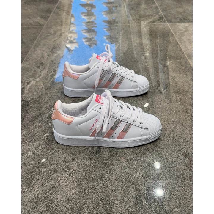 Adidas Süperstar Çift Logo Beyaz Pudra Detaylı