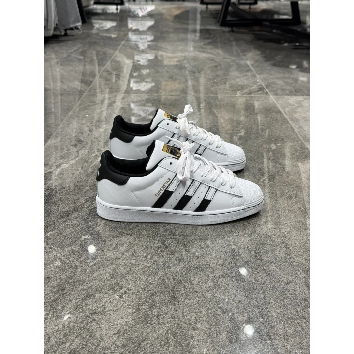 Adidas Süperstar Çift Logo Beyaz Siyah Detaylı