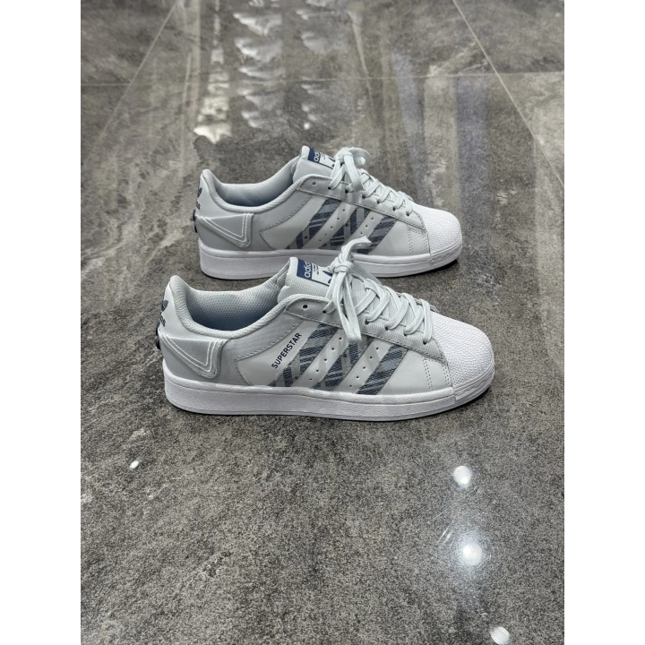 Adidas Süperstar Gri Beyaz Düğme Detaylı