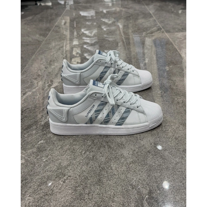 Adidas Süperstar Gri Beyaz Düğme Detaylı