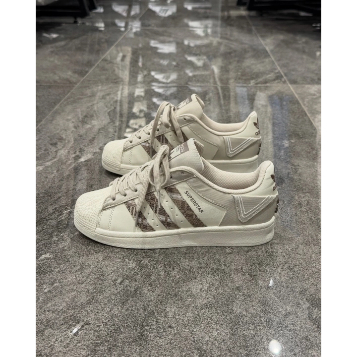 Adidas Süperstar Kahve Beyaz Düğme Detaylı