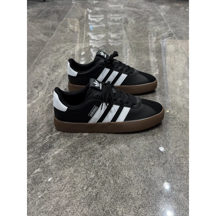 Adidas VL Court 2.0 Siyah Beyaz Kahve Taban Detaylı