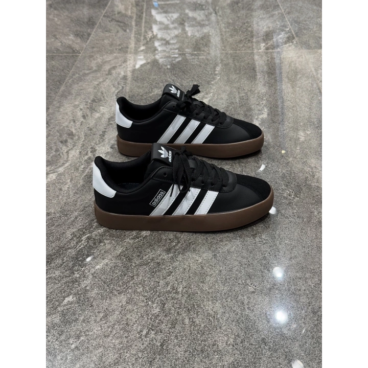 Adidas VL Court 2.0 Siyah Beyaz Kahve Taban Detaylı