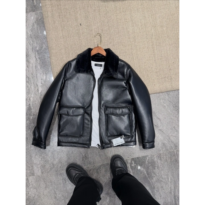 Antıoch Astar Detaylı Siyah Crazy Deri Mont