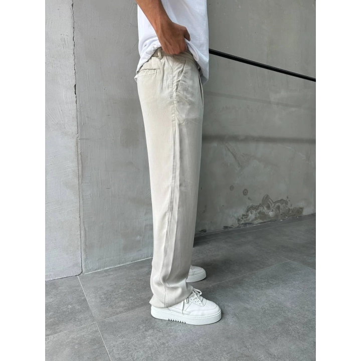 Baggy Modal Kumaş Bej Pantolon