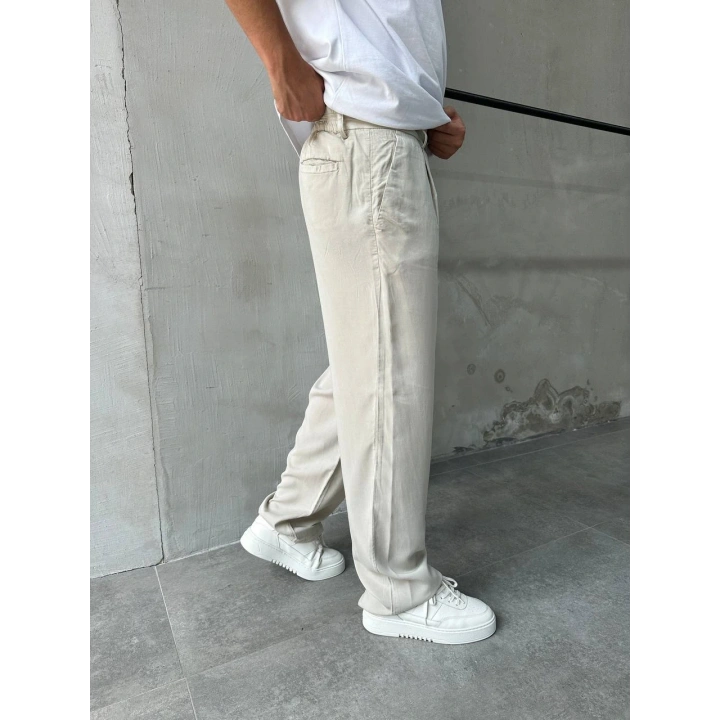 Baggy Modal Kumaş Bej Pantolon