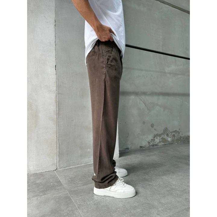 Baggy Modal Kumaş Kahve Pantolon