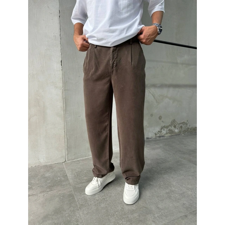 Baggy Modal Kumaş Kahve Pantolon