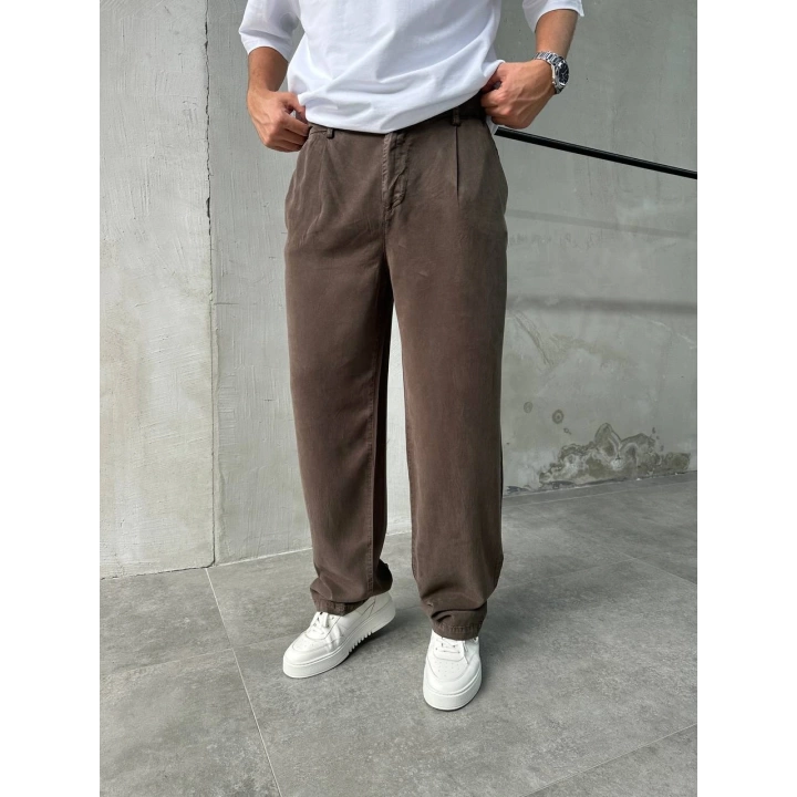 Baggy Modal Kumaş Kahve Pantolon