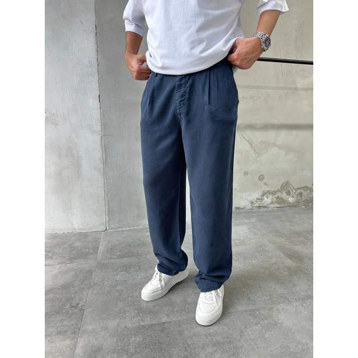Baggy Modal Kumaş Lacivert Pantolon