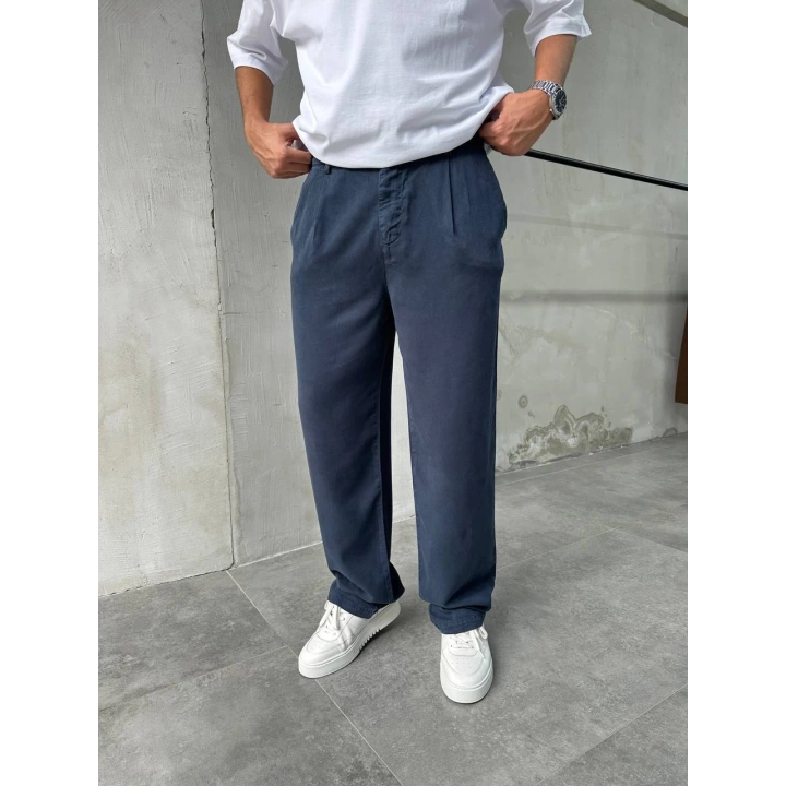 Baggy Modal Kumaş Lacivert Pantolon