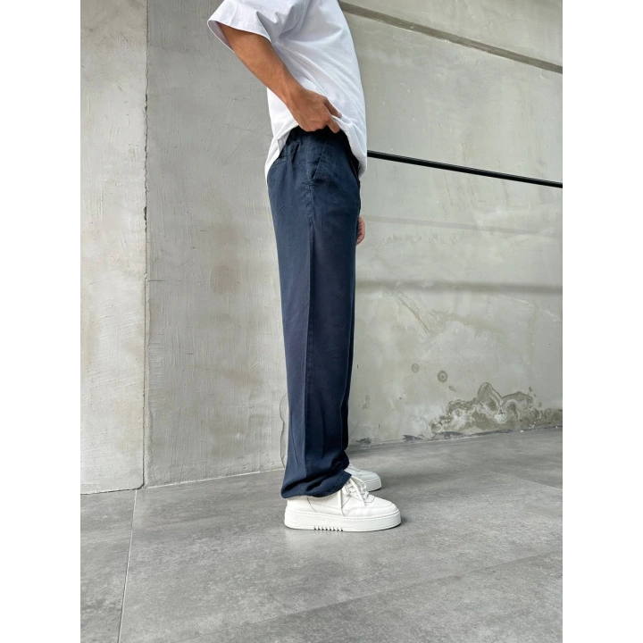 Baggy Modal Kumaş Lacivert Pantolon