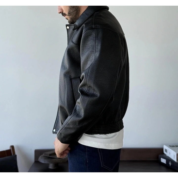 Deri Yıkamalı Siyah Mont