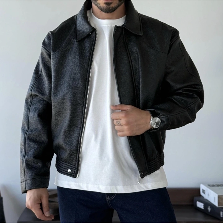 Deri Yıkamalı Siyah Mont