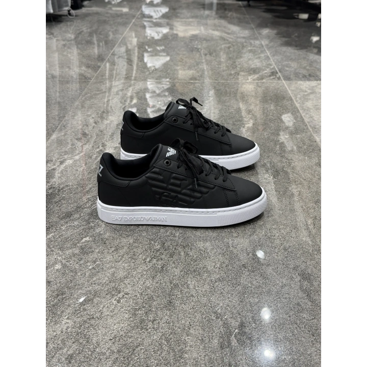 Emporio Armani Siyah Beyaz Logo Detaylı Spor Ayakkabı