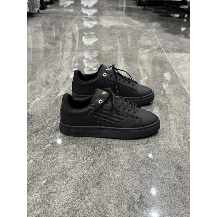 Emporio Armani Siyah Siyah Logo Detaylı Spor Ayakkabı