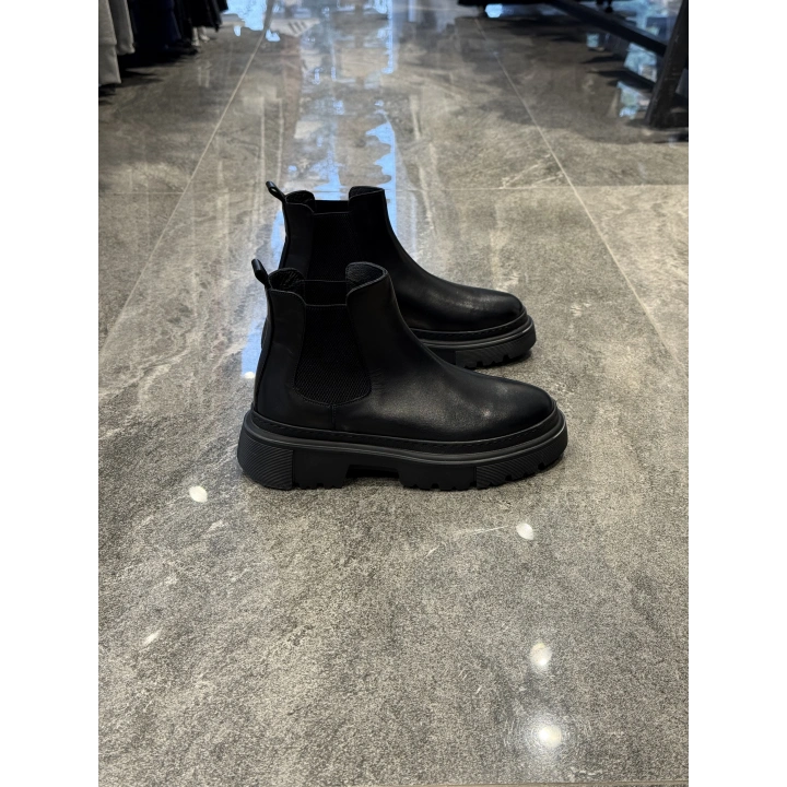 Erkek Deri Eva Taban Chelsea Siyah Bot