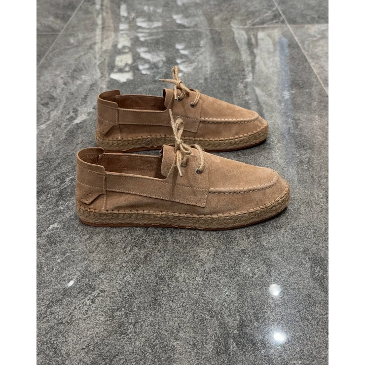 Erkek Espadril Bej Bağcık Detaylı Loafer Ayakkabı