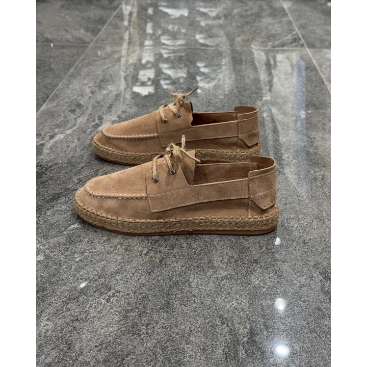 Erkek Espadril Bej Bağcık Detaylı Loafer Ayakkabı