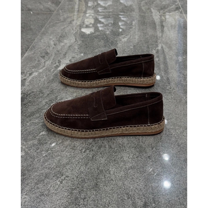 Erkek Espadril Loafer Kahve Ayakkabı