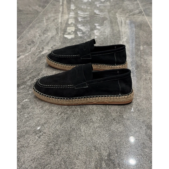 Erkek Espadril Loafer Siyah Ayakkabı