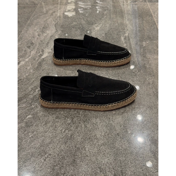Erkek Espadril Loafer Siyah Ayakkabı