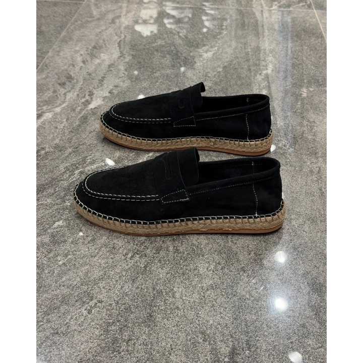 Erkek Espadril Loafer Siyah Ayakkabı