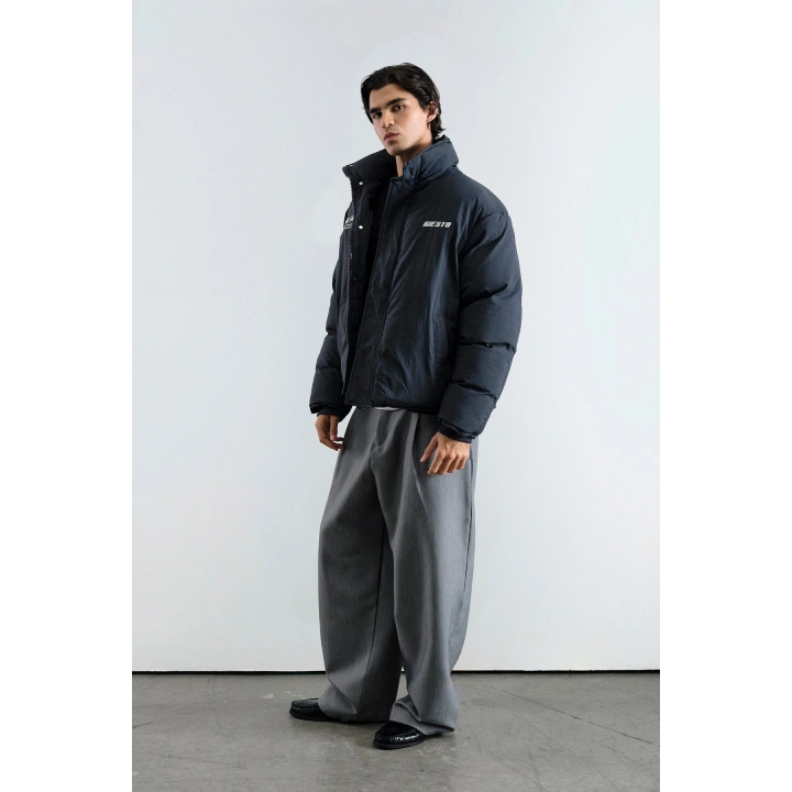 Gies Nakışlı Antrasit Şişme Mont