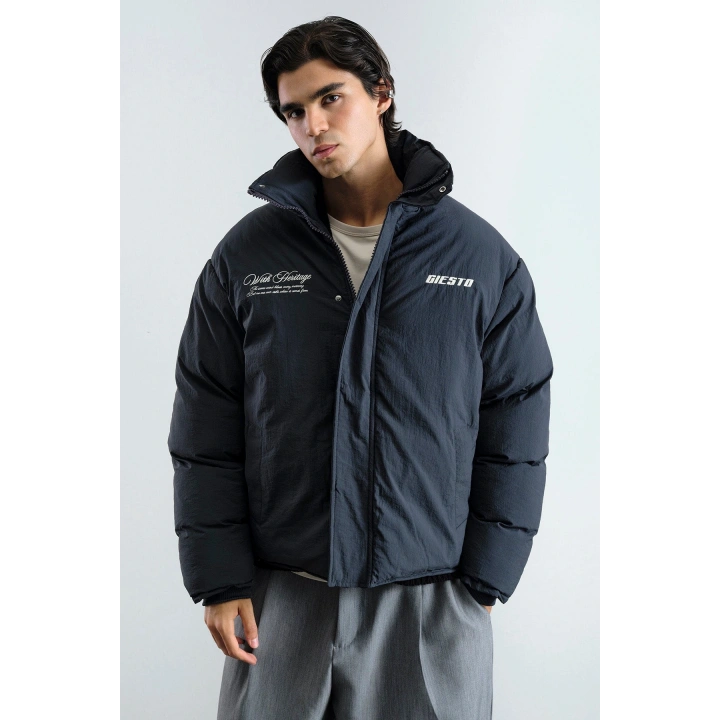 Gies Nakışlı Antrasit Şişme Mont