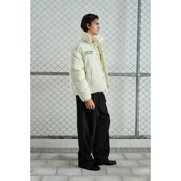 Gies Nakışlı Ekru Şişme Mont