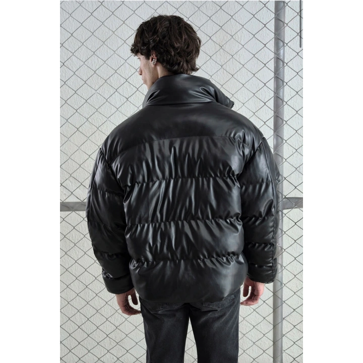 Gies Şişme Deri Siyah Mont