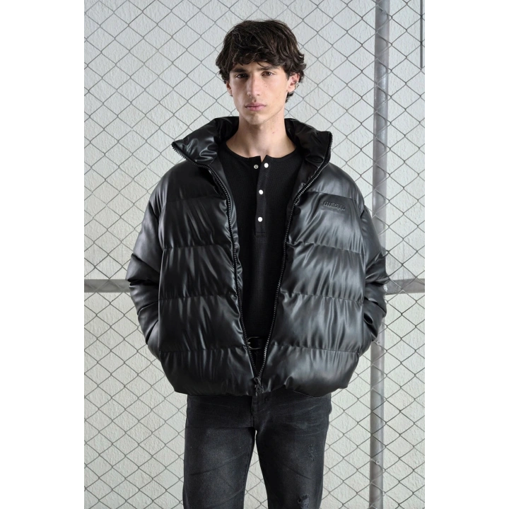 Gies Şişme Deri Siyah Mont