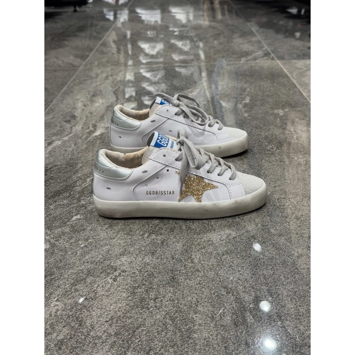 Golden Goose Beyaz Sarı gümüş topuk Yıldız Detaylı