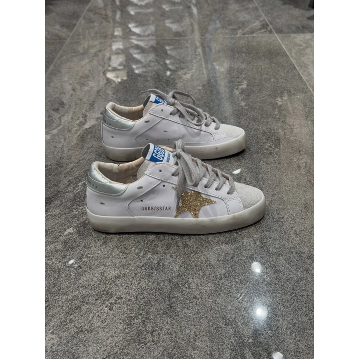 Golden Goose Beyaz Sarı gümüş topuk Yıldız Detaylı