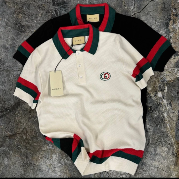 Gucci Krem Polo Yaka Örme Triko