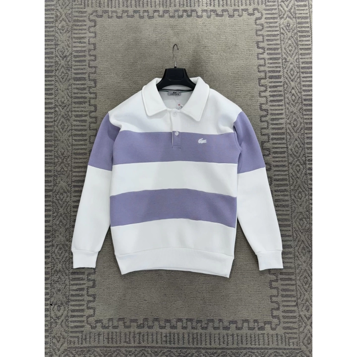 Lacoste Polo yaka Beyaz Mor sweatshirt