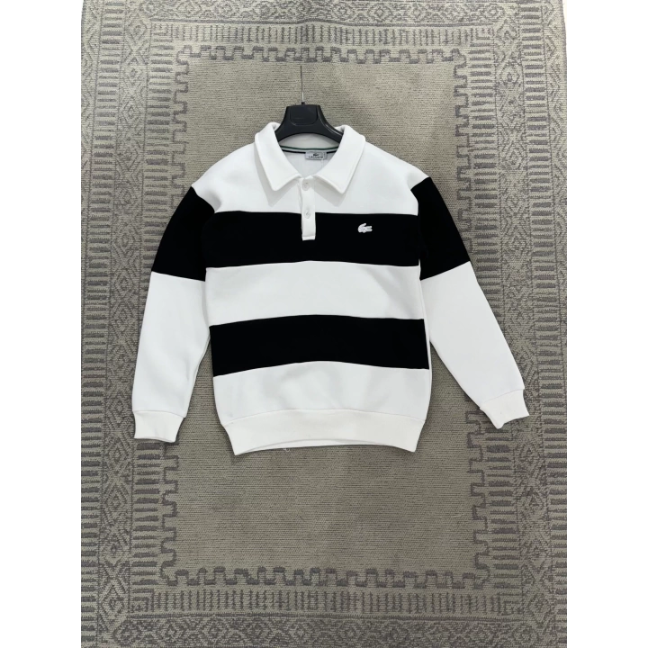 Lacoste Polo yaka Beyaz Siyah sweatshirt