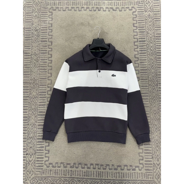 Lacoste Polo yaka Füme beyaz sweatshirt