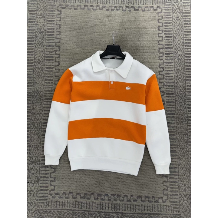 Lacoste Polo yaka Turuncu beyaz sweatshirt