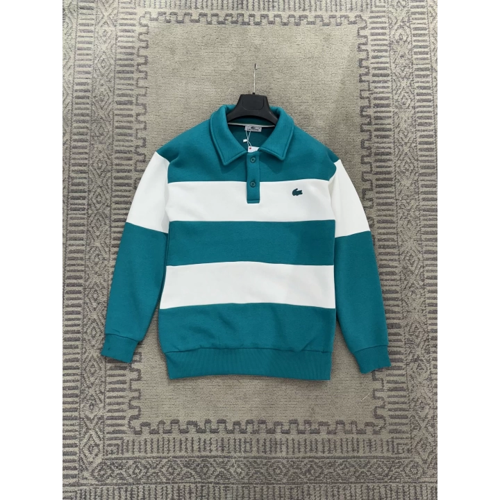 Lacoste Polo yaka Yeşil beyaz sweatshirt