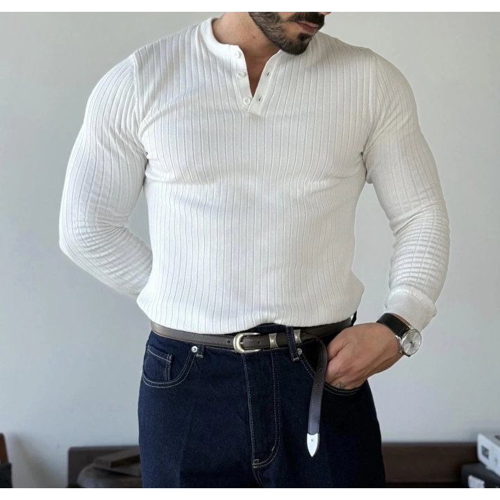 Marco Düğmeli Beyaz Sweat