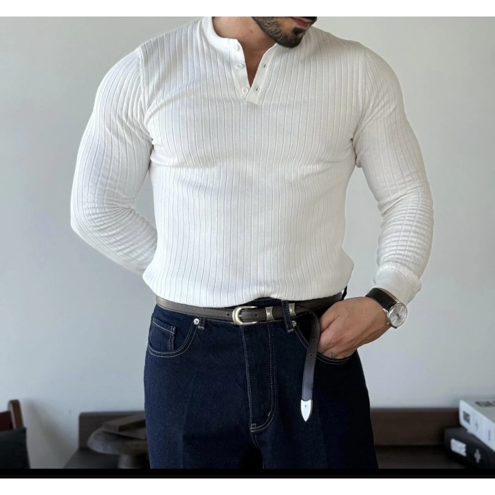 Marco Düğmeli Beyaz Sweat