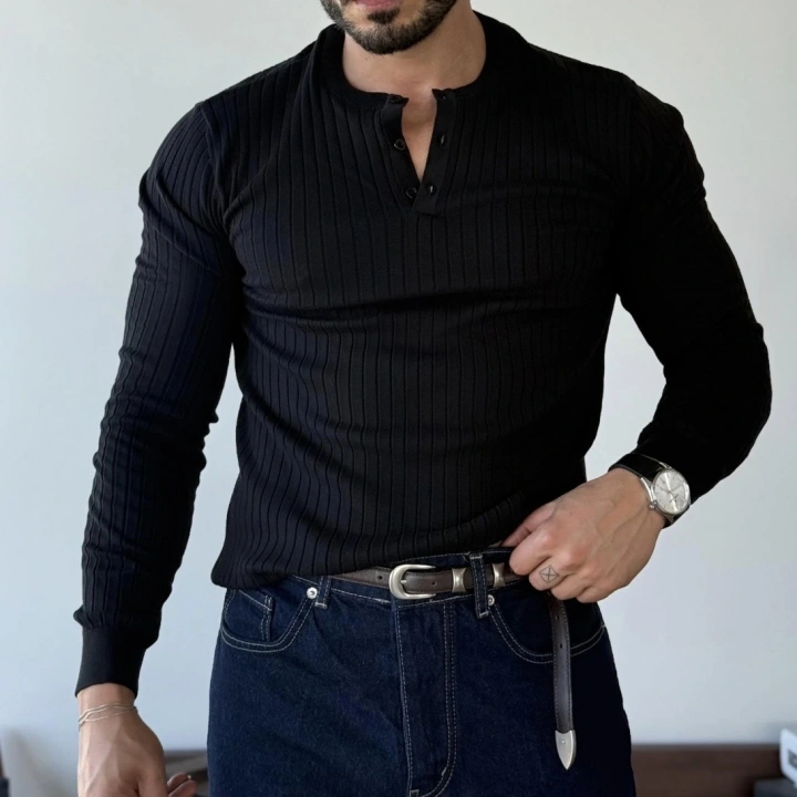 Marco Düğmeli Siyah Sweat