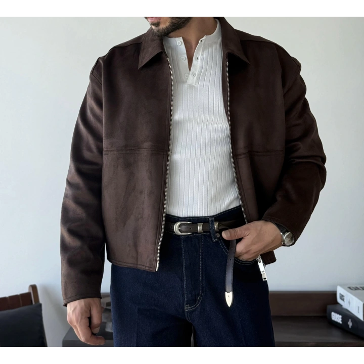 Marco Kahve Süet Detaylı Ceket