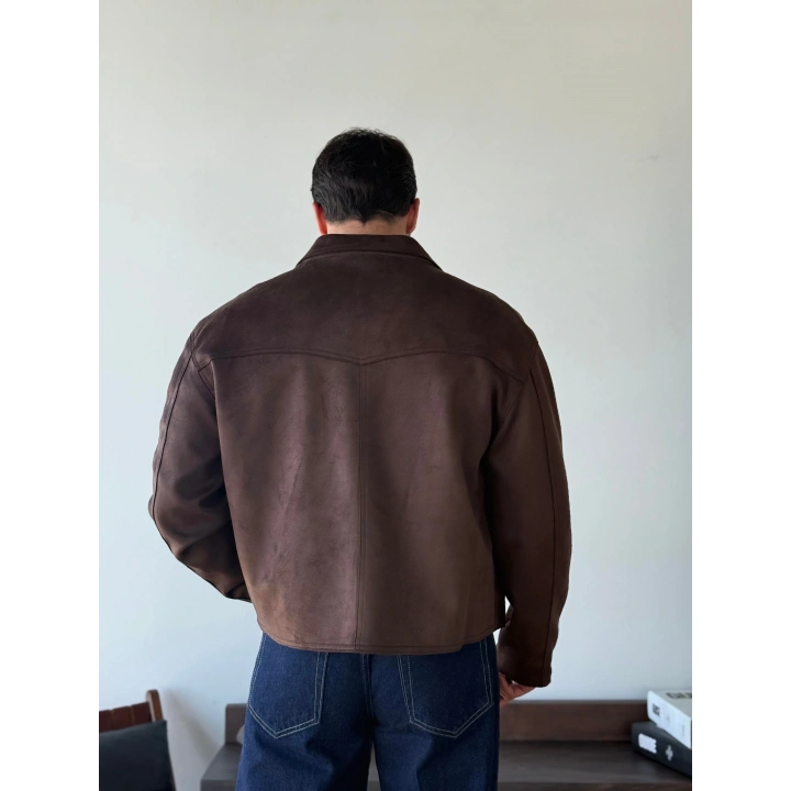Marco Kahve Süet Detaylı Ceket
